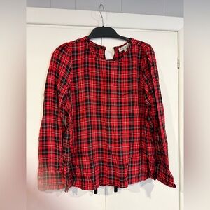 Loft Red Plaid Blouse